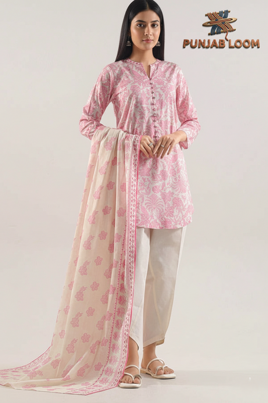 SAYA Unstitched Printed Lawn 3 Piece Suit