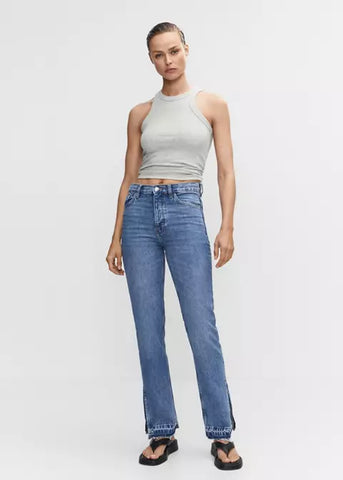 MNG High-Rise Straight Jeans With Slits