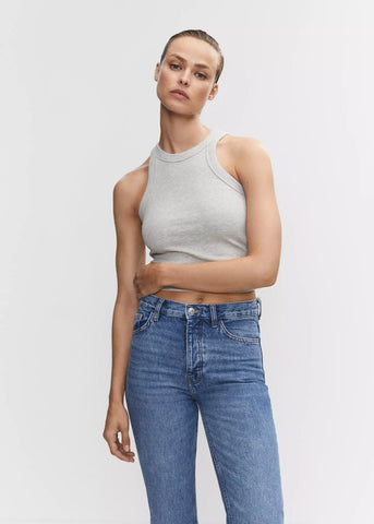 MNG High-Rise Straight Jeans With Slits