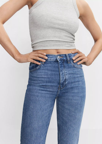 MNG High-Rise Straight Jeans With Slits