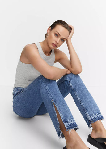 MNG High-Rise Straight Jeans With Slits