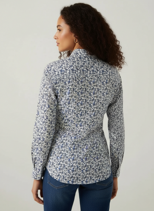 Women's Blue Floral Printed Shirt