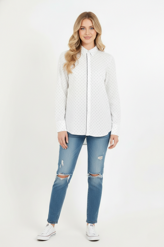 Women's Dotted Long-Sleeve Shirt