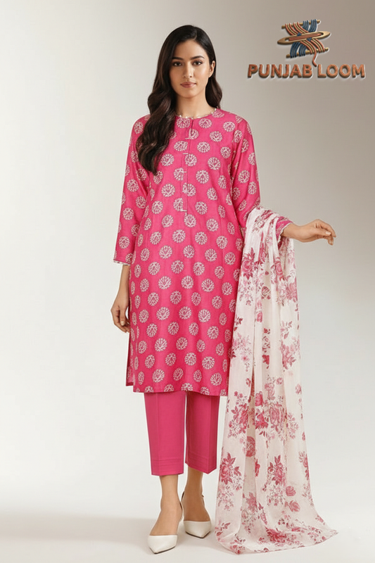 SAYA Unstitched Printed Lawn 3 Piece Suit