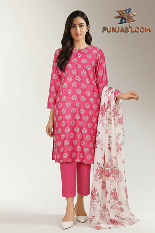 SAYA Unstitched Printed Lawn 3 Piece Suit
