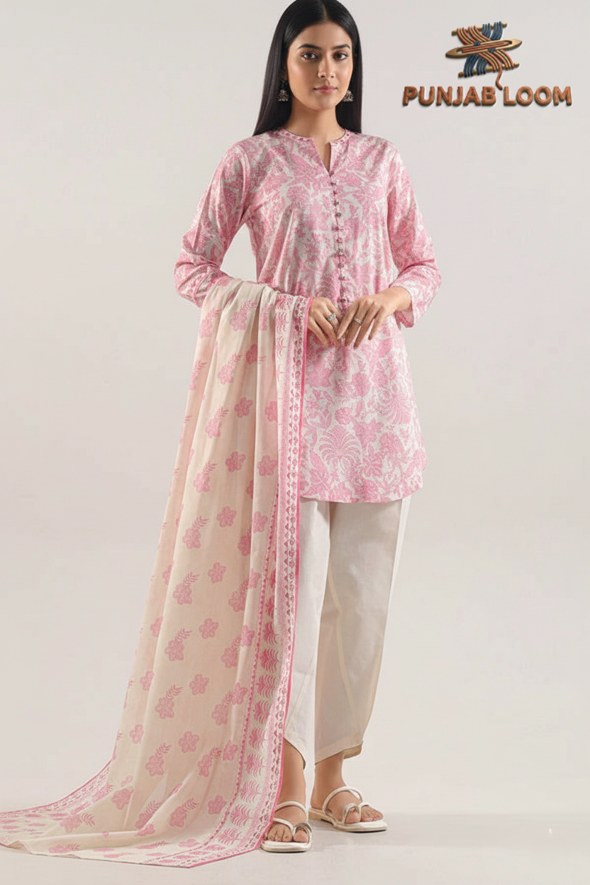SAYA Unstitched Printed Lawn 3 Piece Suit
