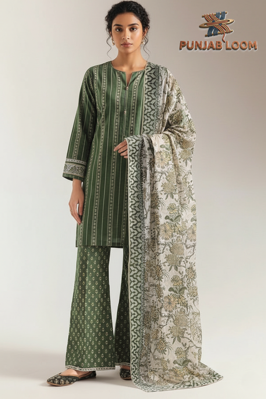 SAYA Unstitched Printed Lawn 3 Piece Suit