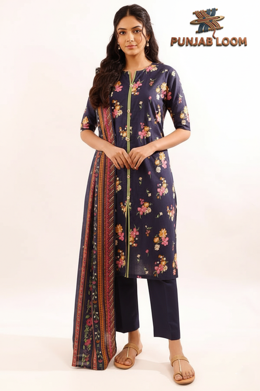 SAYA Unstitched Printed Lawn 3 Piece Suit