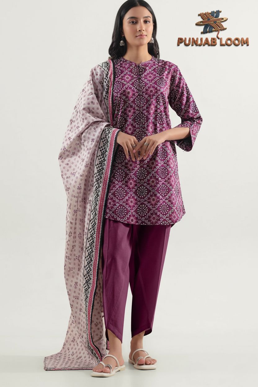 SAYA Unstitched Printed Lawn 3 Piece Suit