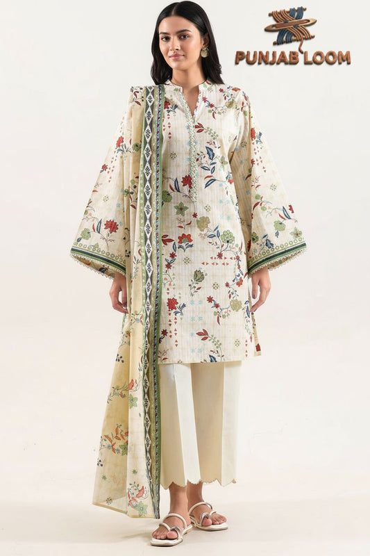 SAYA Unstitched Printed Lawn 3 Piece Suit