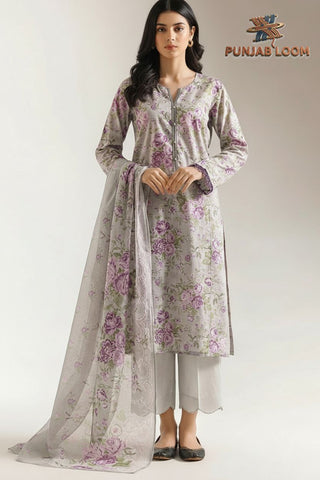 SAYA Unstitched Printed Lawn 3 Piece Suit