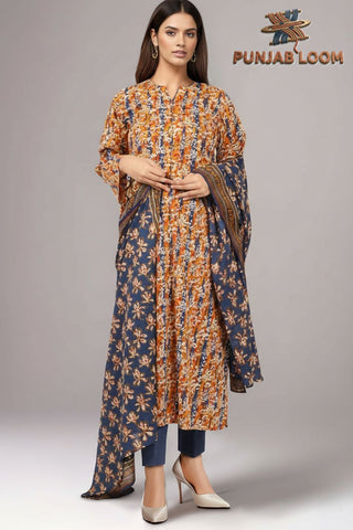 SAYA Unstitched Printed Lawn 3 Piece Suit