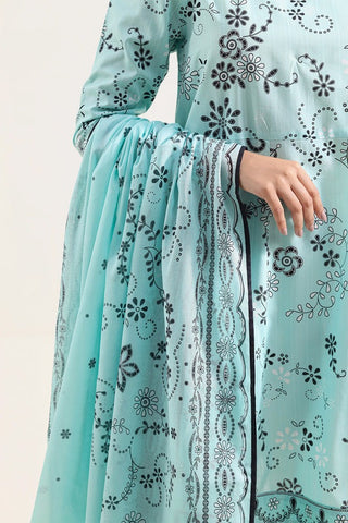 SAYA Unstitched Printed Self Strip Lawn 3 Piece Suit