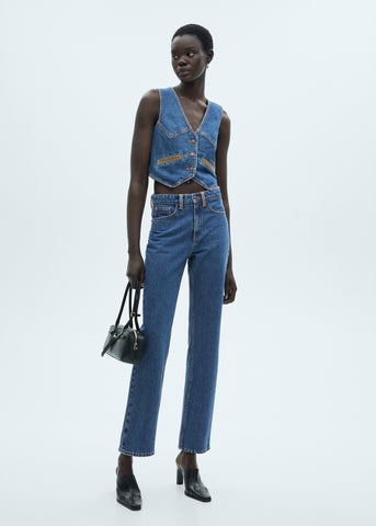 Straight-Fit With Contrasting Details Womens Jeans
