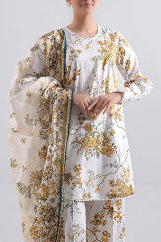 SAYA Unstitched Printed Lawn 3 Piece Suit